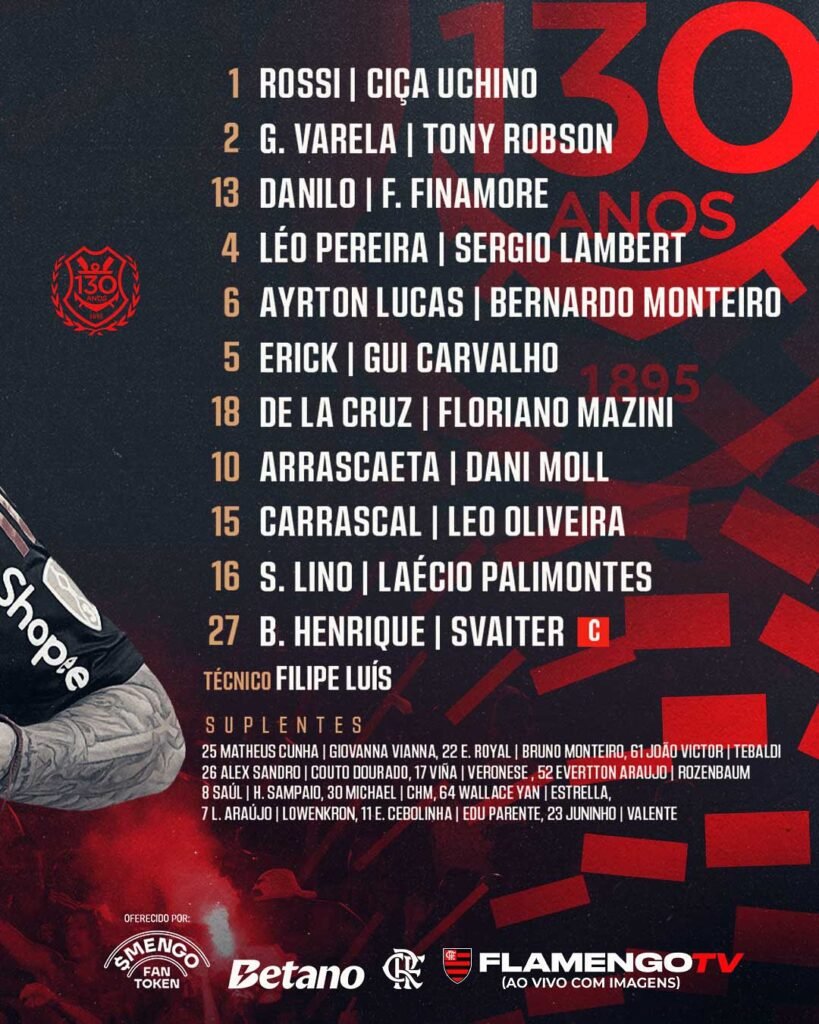 Flamengo vence o Santos por 3 a 2 e encosta no líder do Brasileirão