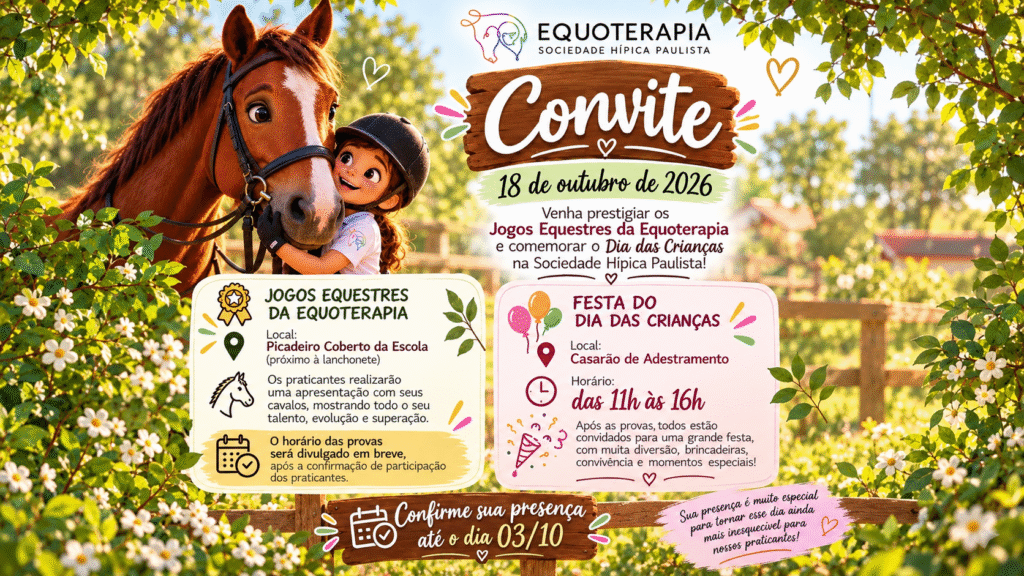 Equoterapia promove Jogos Equestres no Dia das Crianças em São Paulo